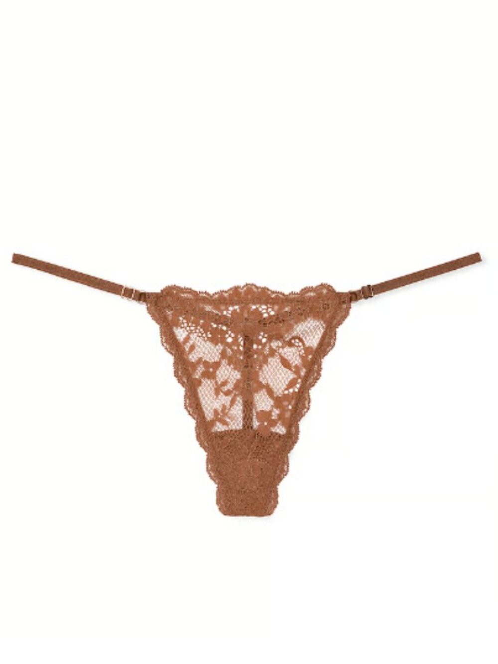 Victoria's Secret Dream Angels V String Thong Small Sheer Lace Panty caramel VS